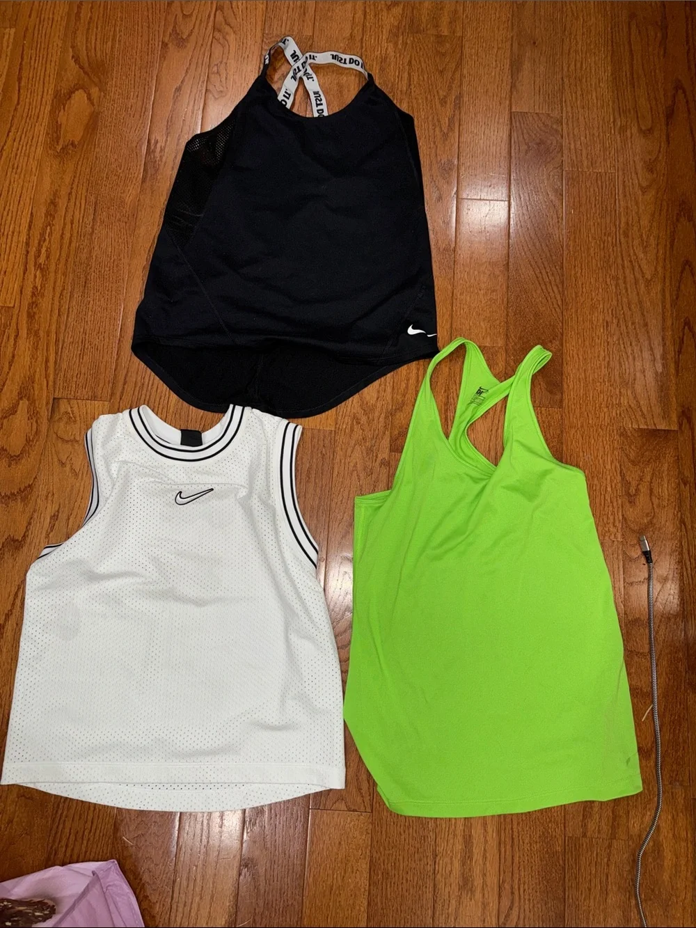 Nike Athletic Tank Trio — Black, White & Neon Green bundle small